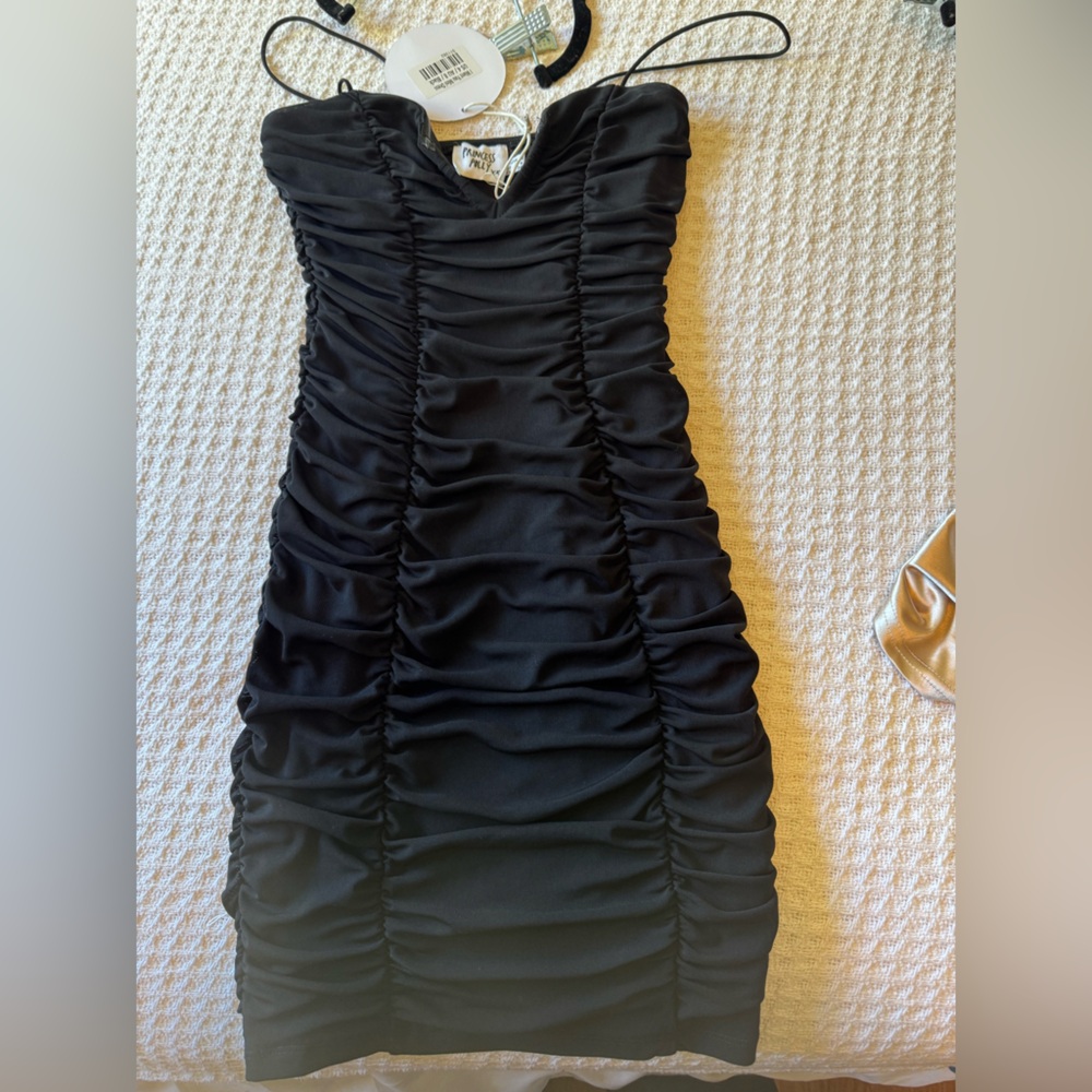 NWT Princess Polly Black Ruched Mini dress